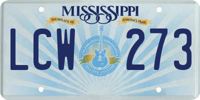 MS license plate LCW273