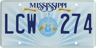 MS license plate LCW274
