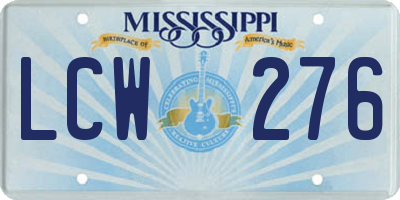 MS license plate LCW276