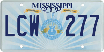 MS license plate LCW277