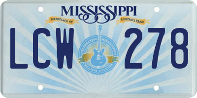 MS license plate LCW278
