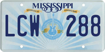 MS license plate LCW288