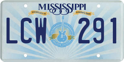 MS license plate LCW291