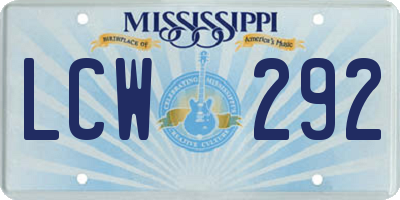 MS license plate LCW292