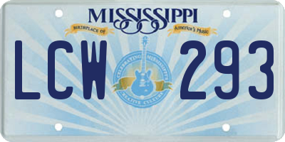 MS license plate LCW293