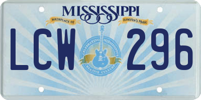 MS license plate LCW296
