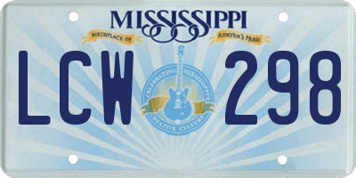 MS license plate LCW298