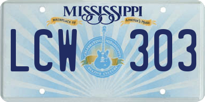 MS license plate LCW303