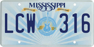 MS license plate LCW316