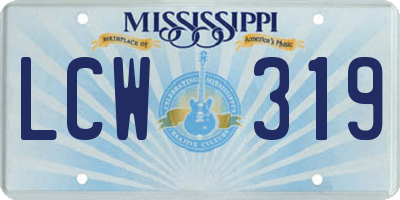 MS license plate LCW319