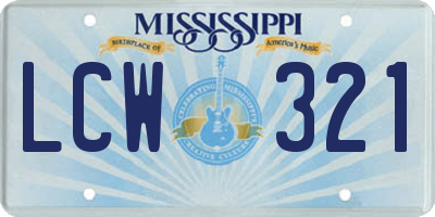 MS license plate LCW321