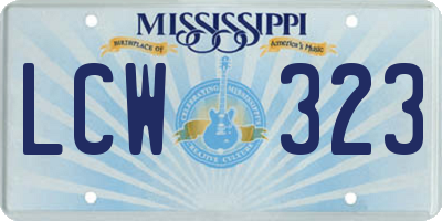 MS license plate LCW323
