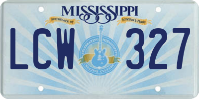 MS license plate LCW327