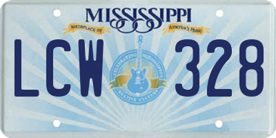 MS license plate LCW328