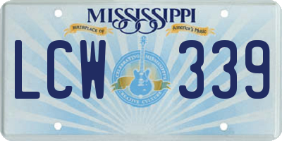 MS license plate LCW339