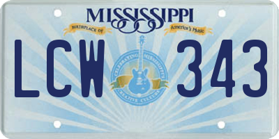 MS license plate LCW343