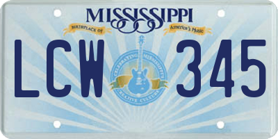 MS license plate LCW345