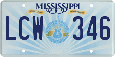 MS license plate LCW346