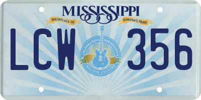 MS license plate LCW356