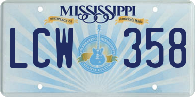 MS license plate LCW358