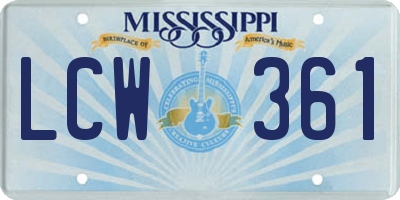 MS license plate LCW361