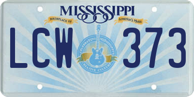 MS license plate LCW373