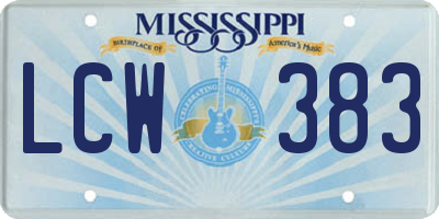 MS license plate LCW383