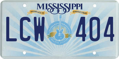MS license plate LCW404