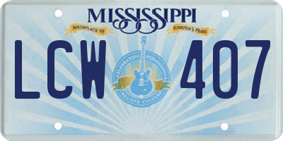 MS license plate LCW407