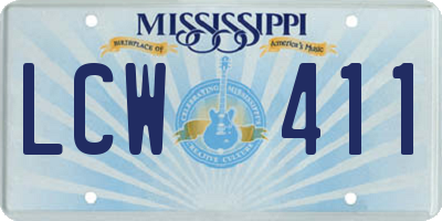 MS license plate LCW411