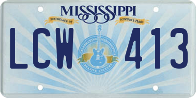 MS license plate LCW413