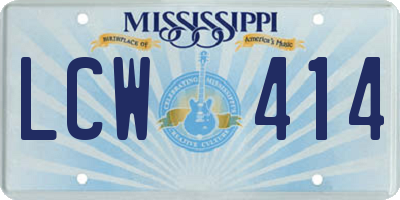 MS license plate LCW414