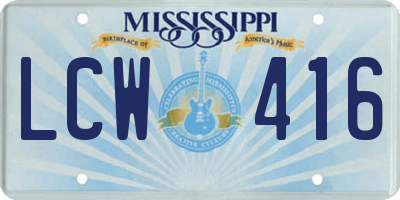 MS license plate LCW416
