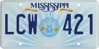 MS license plate LCW421