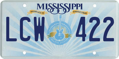 MS license plate LCW422