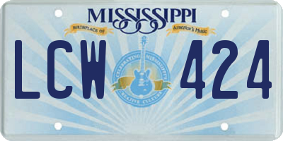 MS license plate LCW424