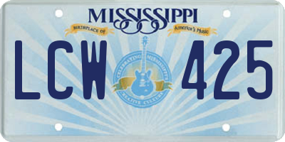 MS license plate LCW425