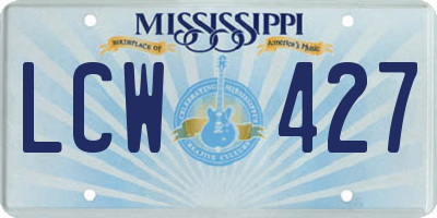 MS license plate LCW427