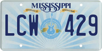 MS license plate LCW429