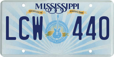 MS license plate LCW440