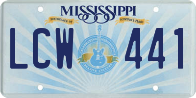 MS license plate LCW441