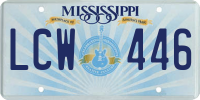 MS license plate LCW446