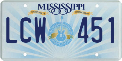 MS license plate LCW451