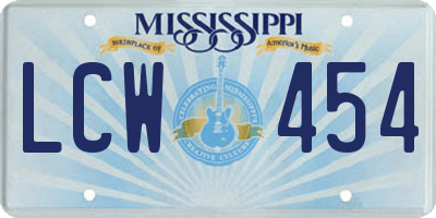 MS license plate LCW454