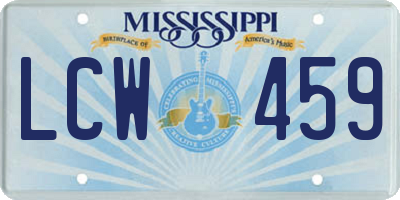 MS license plate LCW459