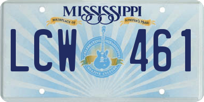 MS license plate LCW461