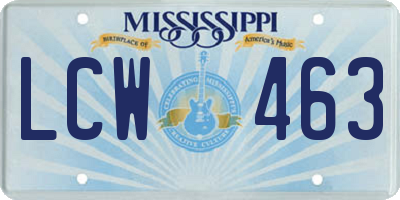MS license plate LCW463