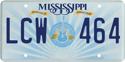 MS license plate LCW464