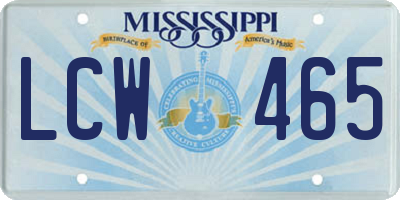 MS license plate LCW465
