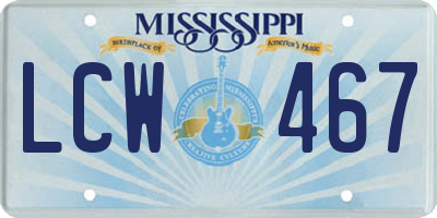 MS license plate LCW467